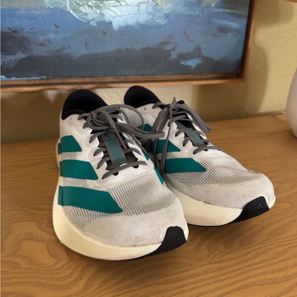 ADIZERO EVO SL SHOES | Men’s size 8 | Cloud White / Pure Teal / Grey Four - Picture 2 of 8